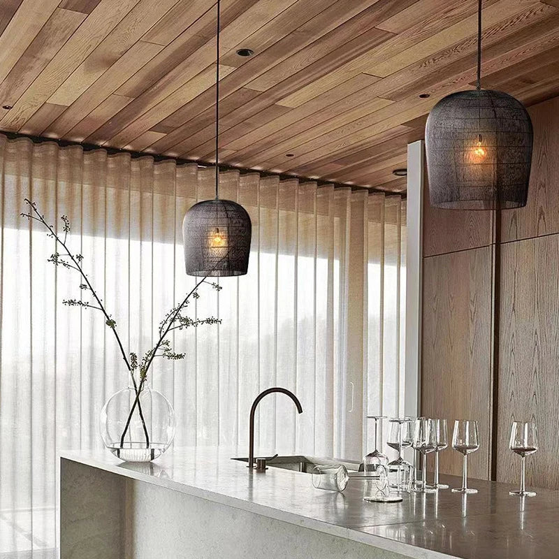 Afralia™ Rattan LED Pendant Light for Dining Room, Bedroom, and Bar