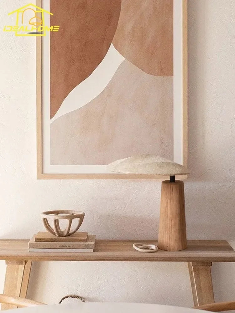 Afralia™ Wooden Desk LED Lamp Wabi-sabi Zen Art Decor Living Room Bedroom Study