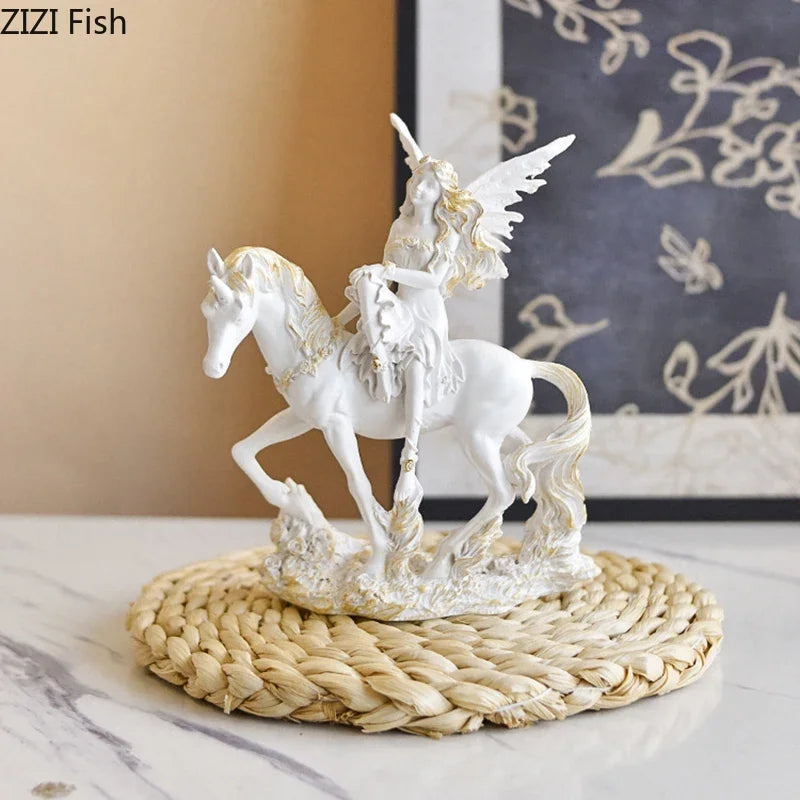 Afralia™ Flower Angel Resin Sculpture Desk Decoration Artwork Ornament