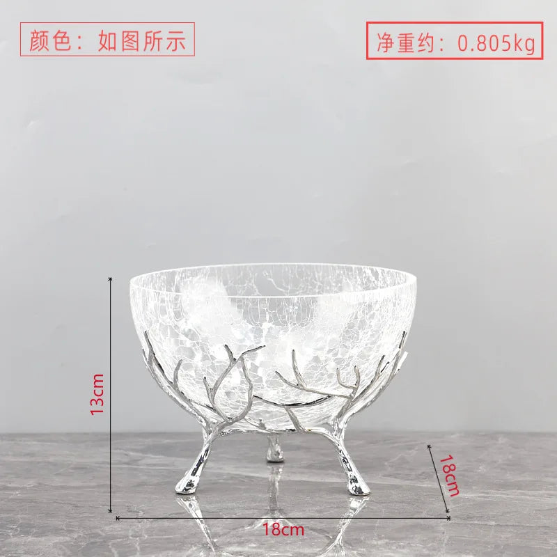 Afralia™ Golden Branch Glass Fruit Plate: Stylish Home Storage Container & Decor Accessory