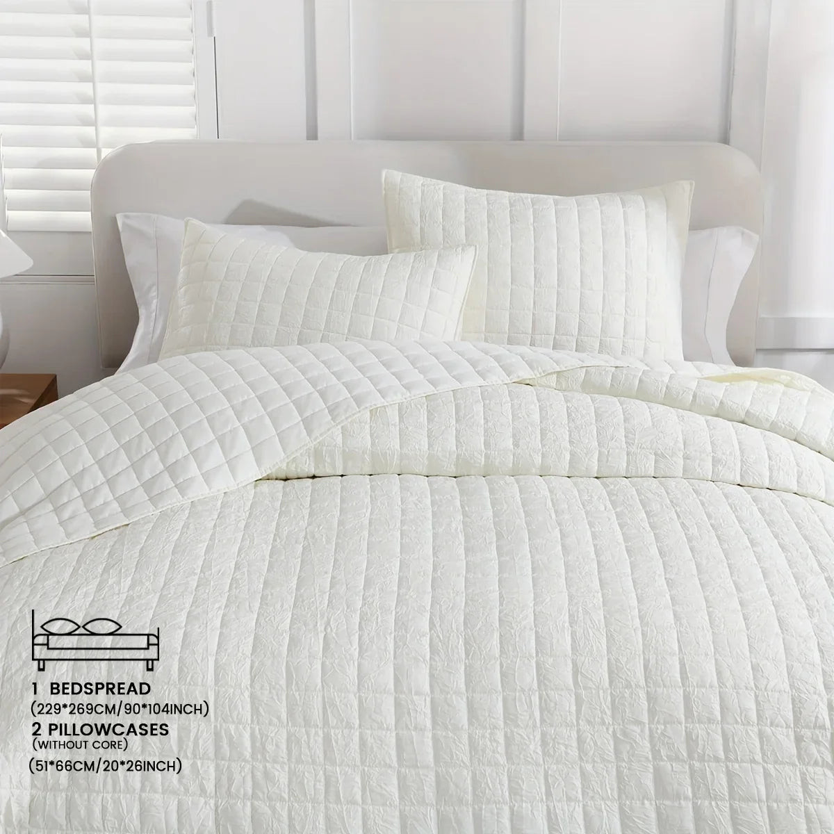 Afralia™ Soft Crumpled Bedspread Set (1 Bedspread + 2 Pillowcases) - Breathable & Comfortable