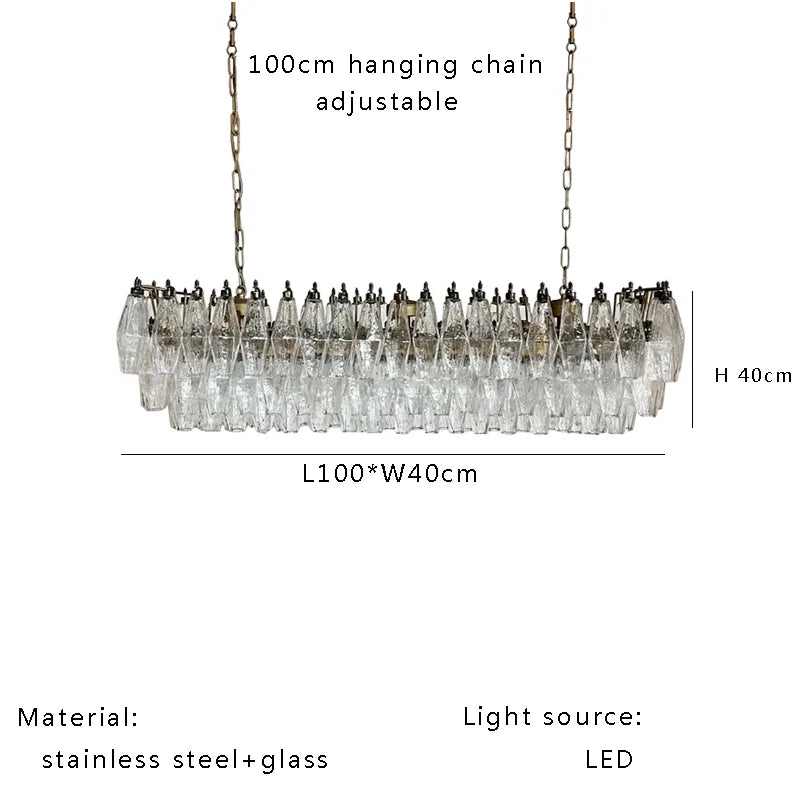 Afralia™ Rhombic Gray Pink Glass Chandelier: Modern Indoor Decorative Lighting Fixtures for Dining Room