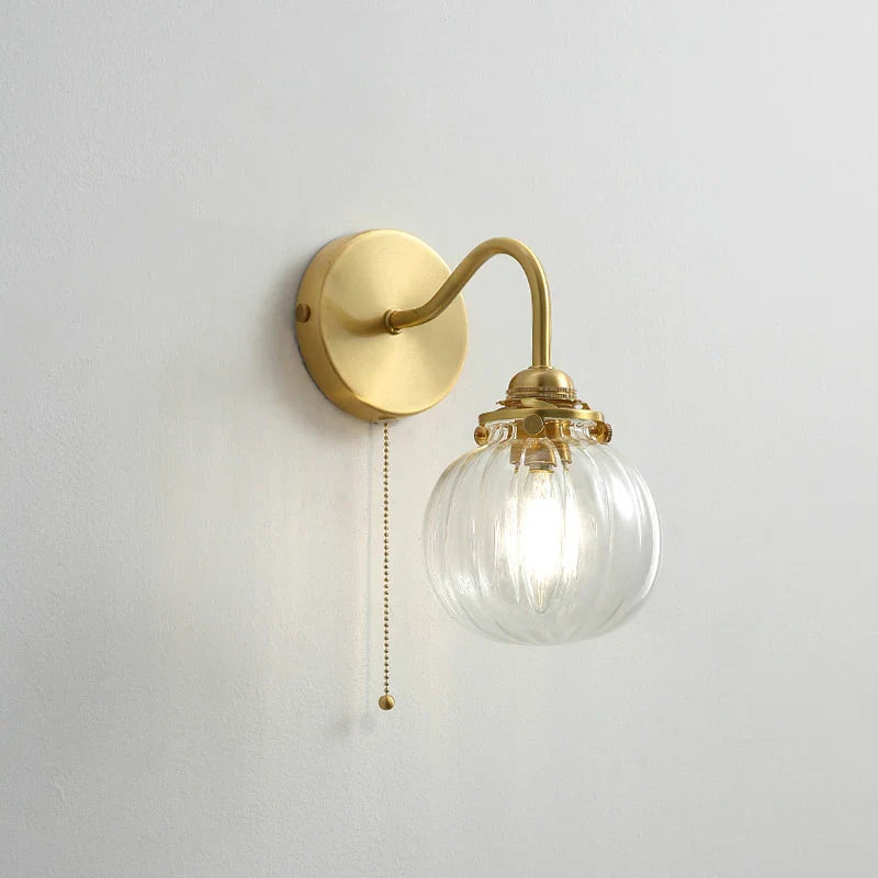 Afralia™ Copper Glass Ball Wall Sconce LED Light Fixture