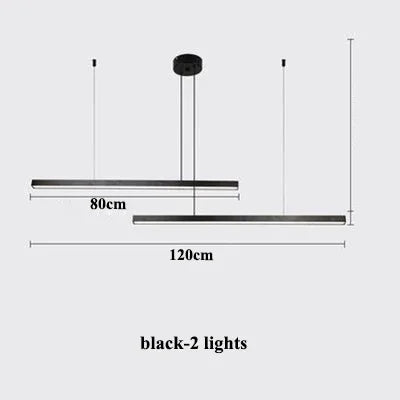 Afralia™ Modern Gold Black Led Pendant Lights, Dimmable, L80cm, Aluminium, Dining Room Hanging Lamp