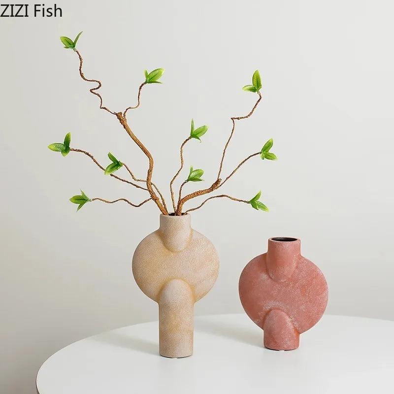Afralia™ Geometric Ceramic Vase for Stylish Floral Arrangements