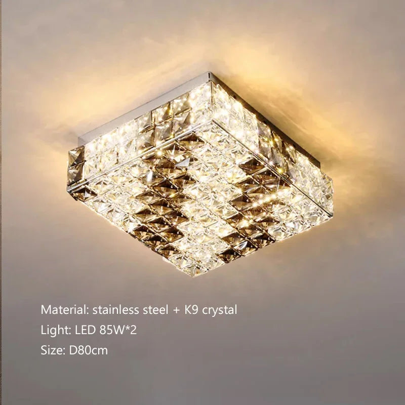 Afralia™ Crystal Led Ceiling Chandelier for Living Room Bedroom Interior Lighting