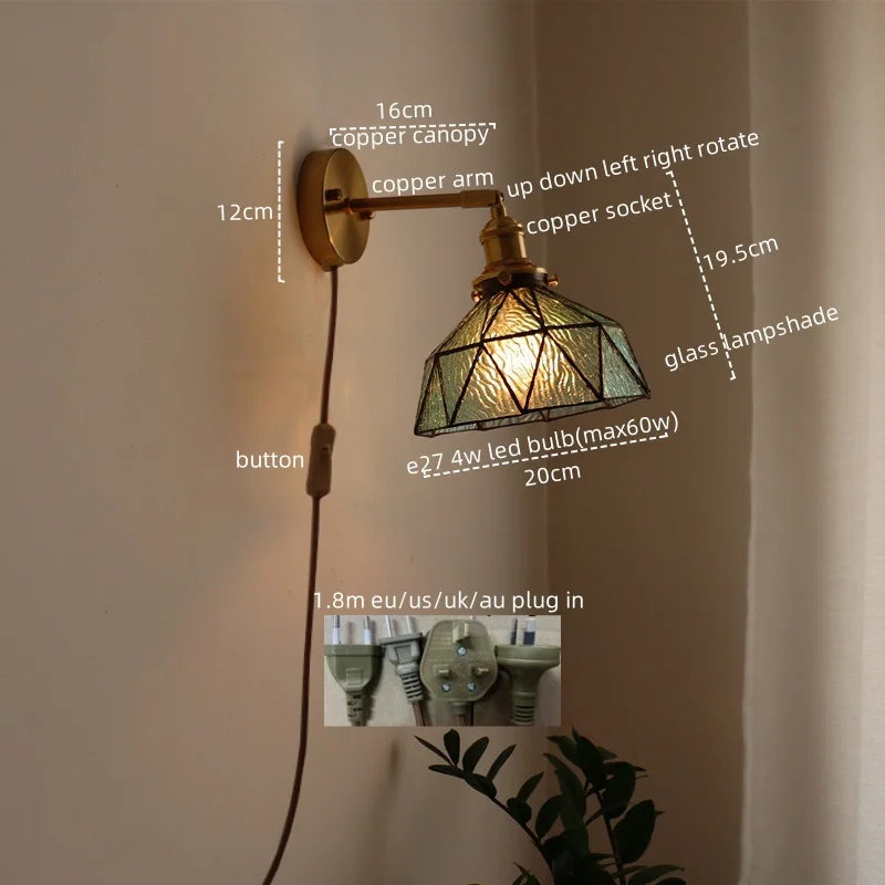 Afralia™ Copper Glass LED Wall Lamp Modern Nordic Home Decor Applique Murale