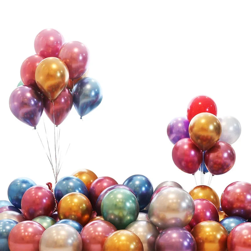 Afralia™ 12-Inch Metal Latex Confetti Balloon Set for Wedding, Birthday, Party Decorations