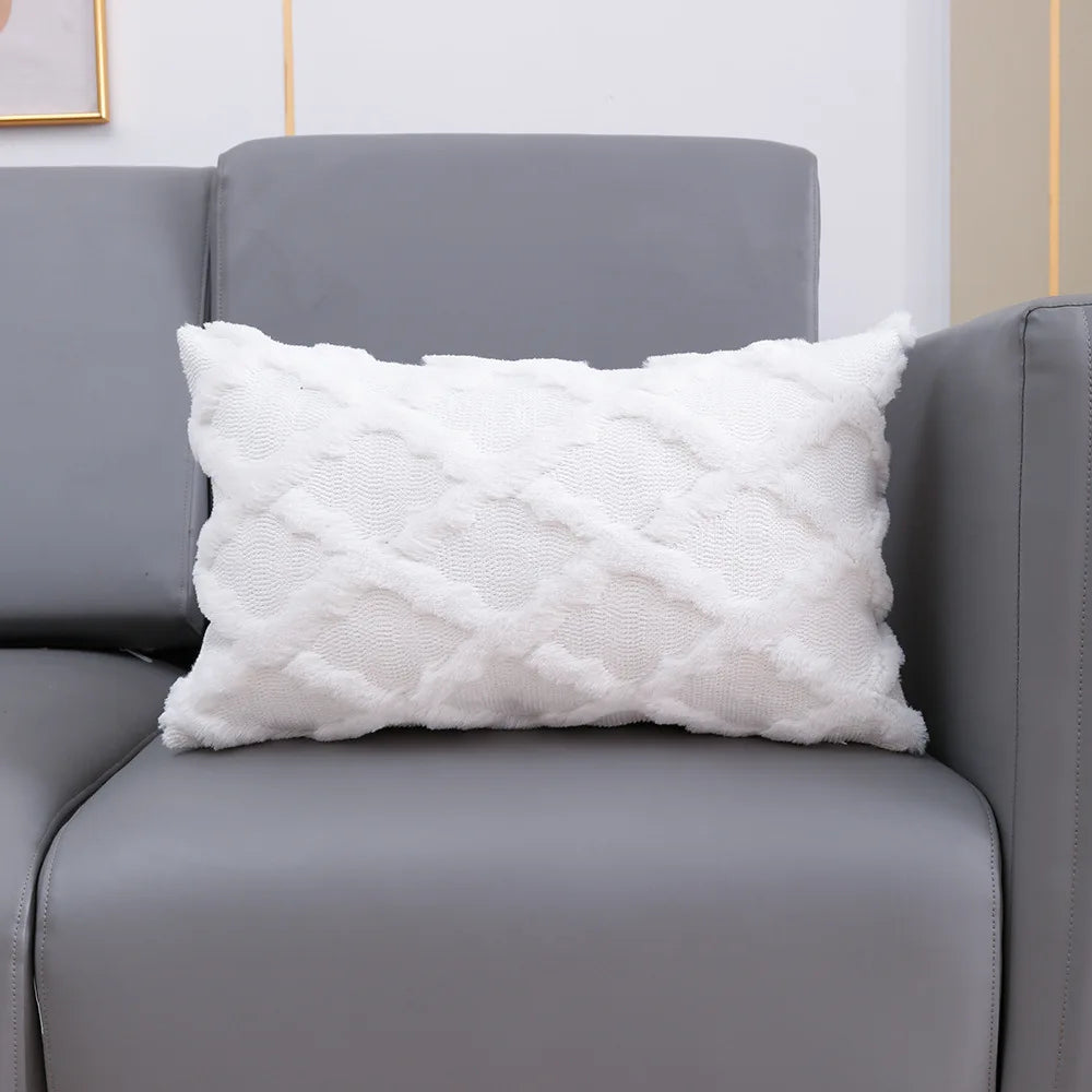 Afralia™ Fluffy Embroidery Diamond Cushion Cover for Home Decor - 45x45cm