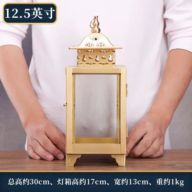 Afralia™ Copper Oil Lamp for Worship with Windproof Design and Pure Ghee