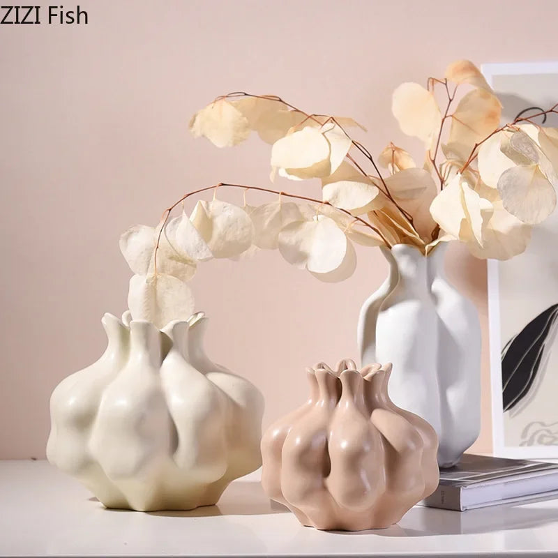 Afralia™ Ceramic Floral Vase Set for Desk Decoration & Flower Arrangement