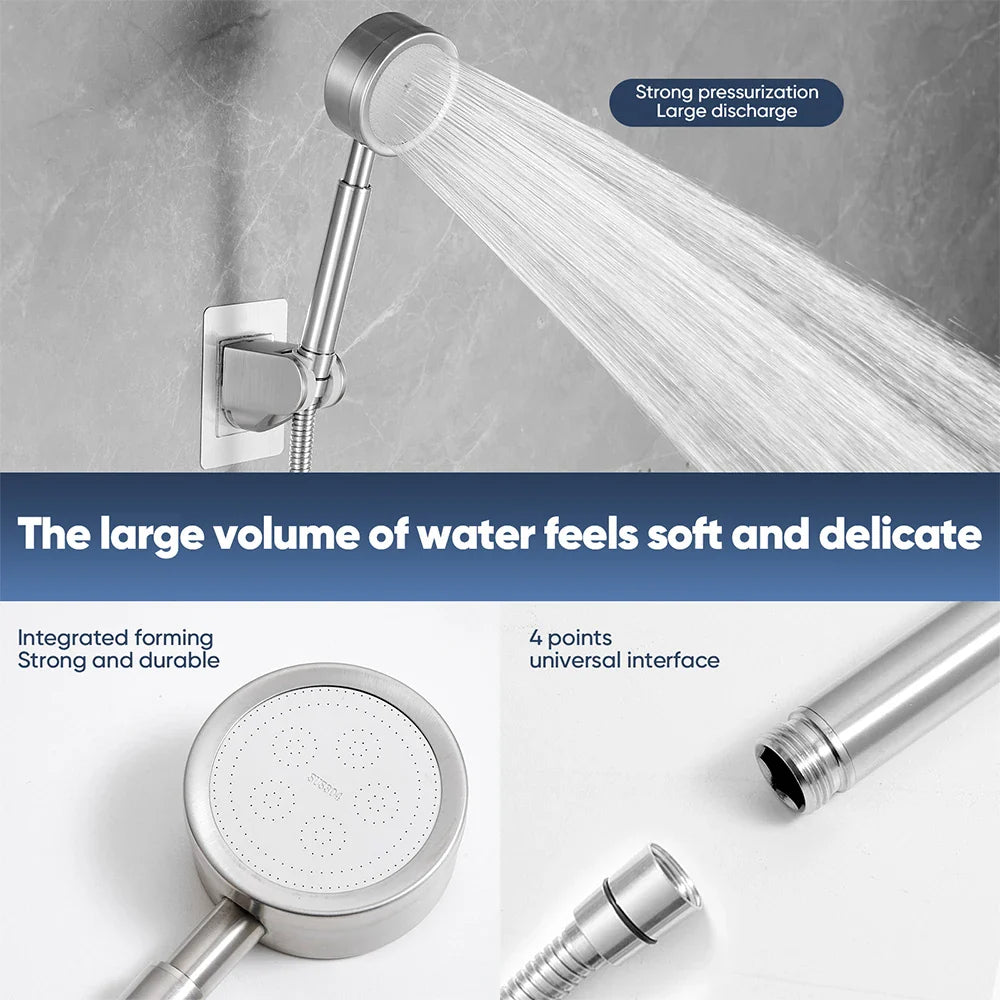 Afralia™ Stainless Steel Hand Held Shower Head for Bath, Water Saving Sprayer, Bathroom Accessories