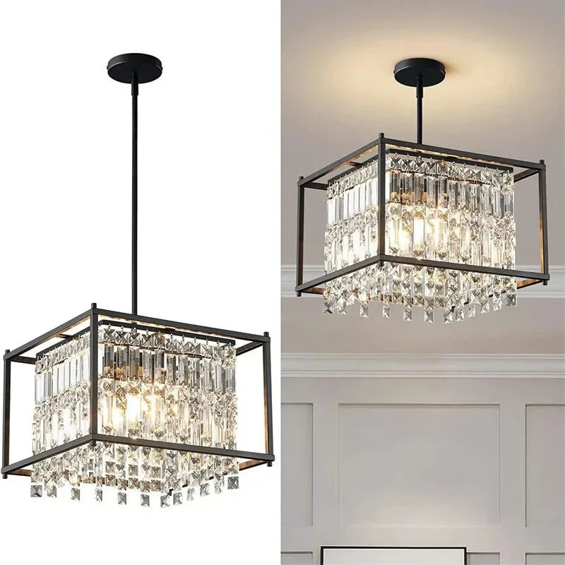 Afralia™ Modern K9 Crystal Chandelier Ceiling Hanging Lamp for Living Room Bedroom