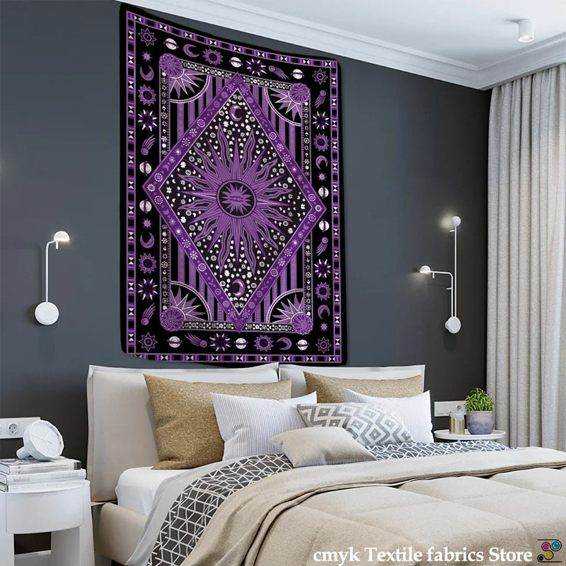 Afralia™ Psychedelic Sun Planet Tarot Tapestry for Home Decor