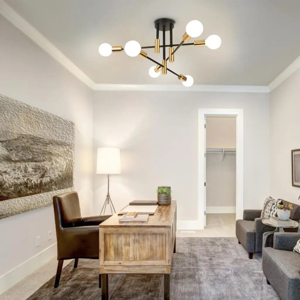 Afralia™ Nordic Minimalist LED Ceiling Chandelier Black Gold for Living Rooms Bedrooms
