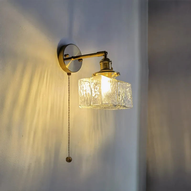 Afralia™ Glass Copper LED Wall Lamp Modern Corridor Bedside Light