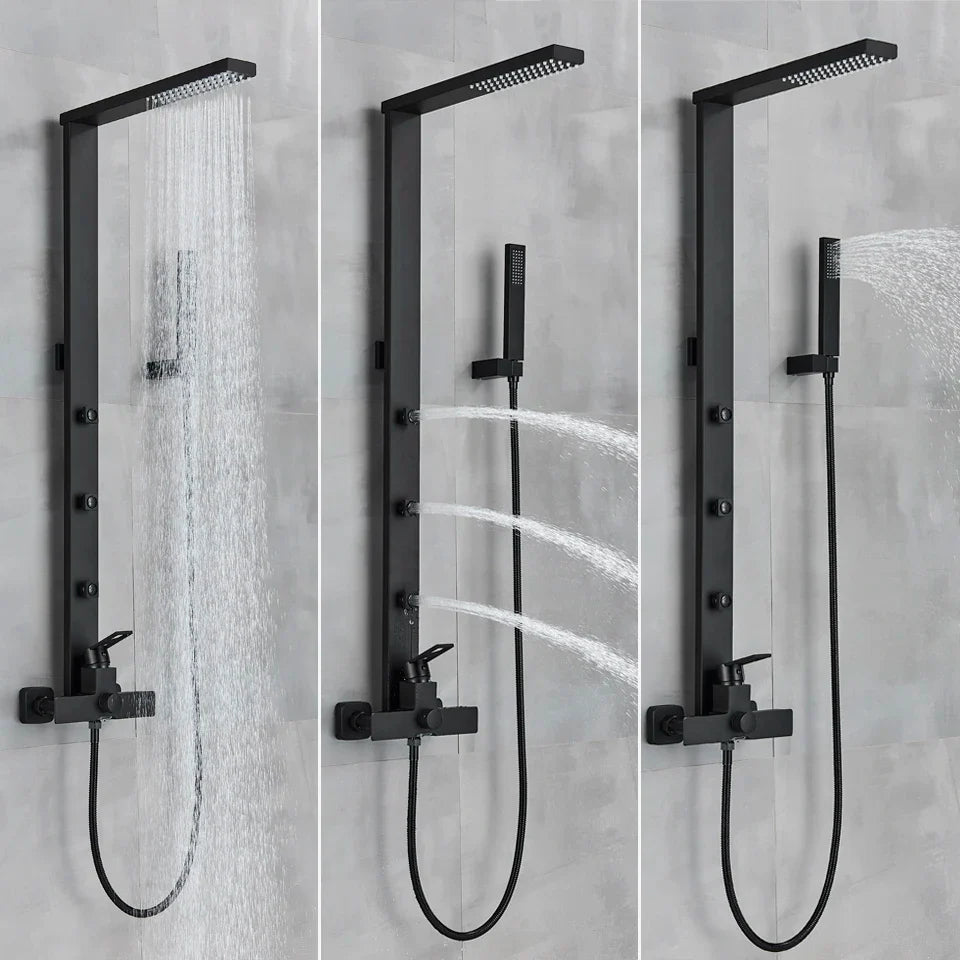 Afralia™ Matte Black Bathroom Shower Faucet Set Mixer - Wall Mounted Luxury Design
