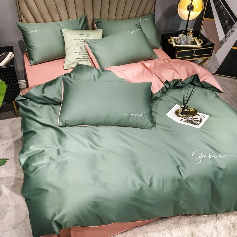 Afralia™ Egyptian Cotton Bedding Set with Sheet Pillowcase Blanket Cover - Queen King Size