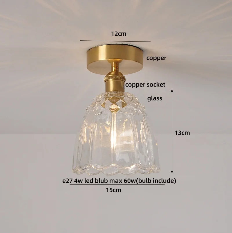 Afralia™ Wood Ball LED Ceiling Lamp Vintage Loft Copper Canopy Light