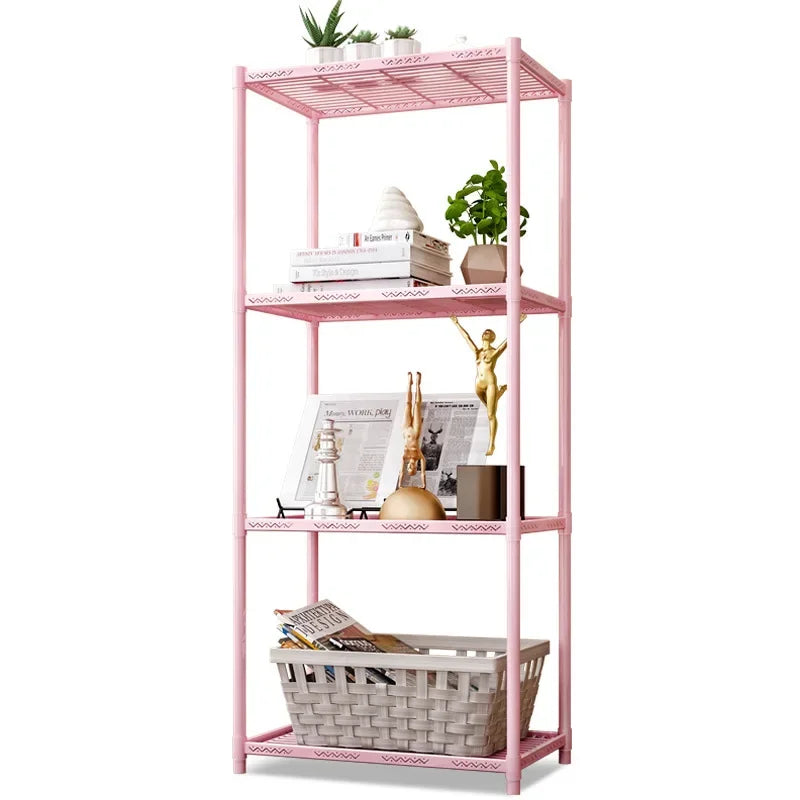 Afralia™ Metal 4-Layer Storage Shelf for Living Room, Bathroom, and Kitchen