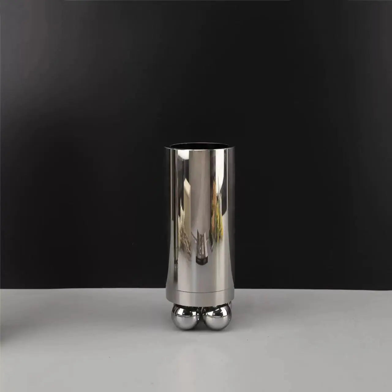 Afralia™ Silver Geometric Ball Glass Vase: Abstract Cylinder Floral Arrangement Accessory