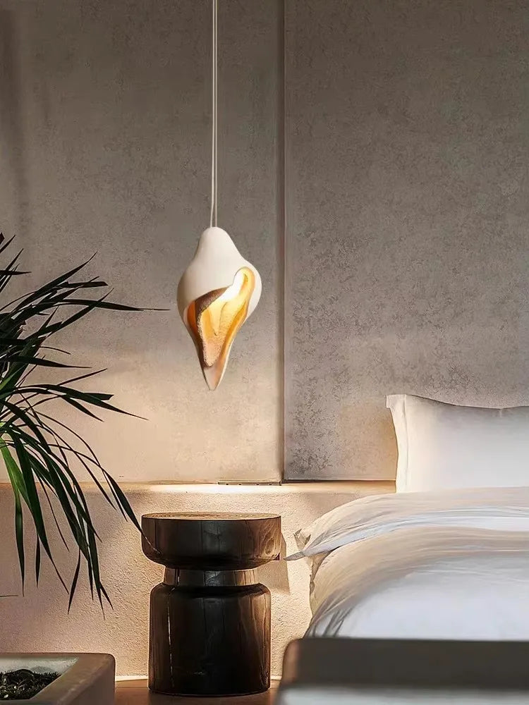 Afralia™ Gypsum Pendant Lamp Conch Design Wabi Sabi Style for Living Room or Bedroom