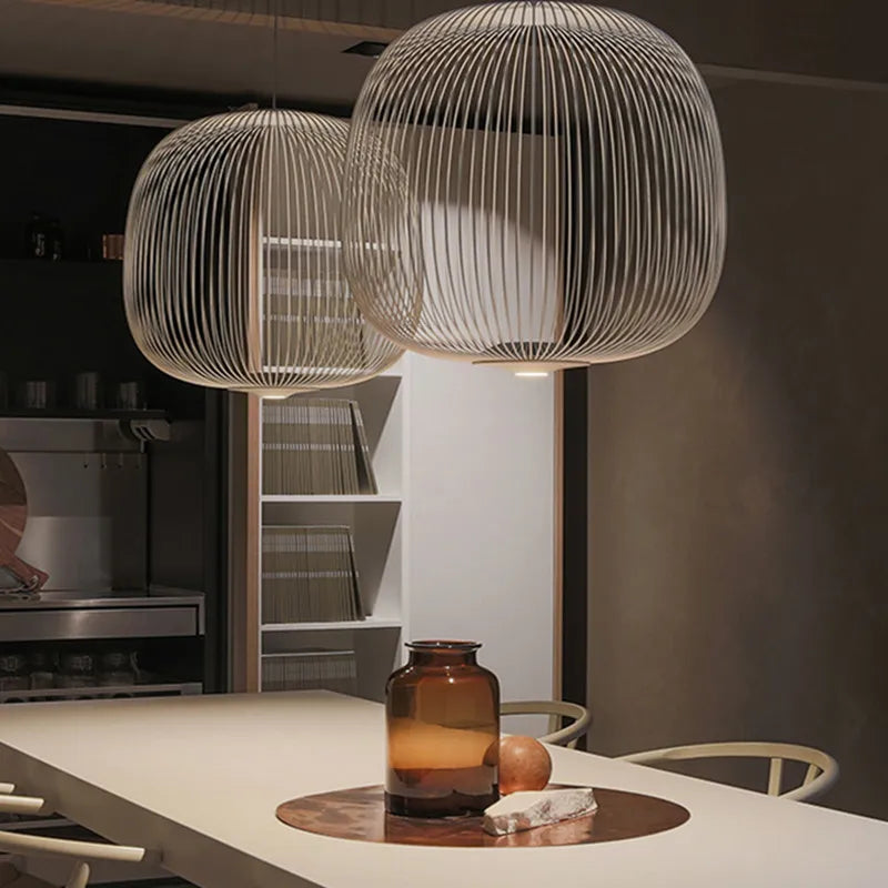 Afralia™ Modern LED Bird Cage Pendant Light Industrial Design