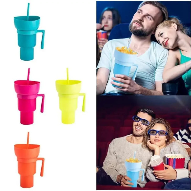 Afralia™ Snack Bowl & Drink Tumbler: 2-in-1 Stadium Cup with Straw, Leakproof & Portable