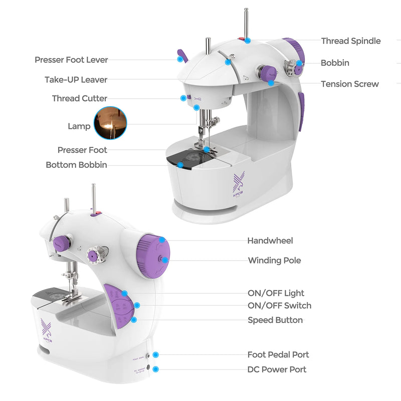 Afralia™ Mini Electric Sewing Machine 2022 Dual Speed Light Foot AC100-240V Double Threads