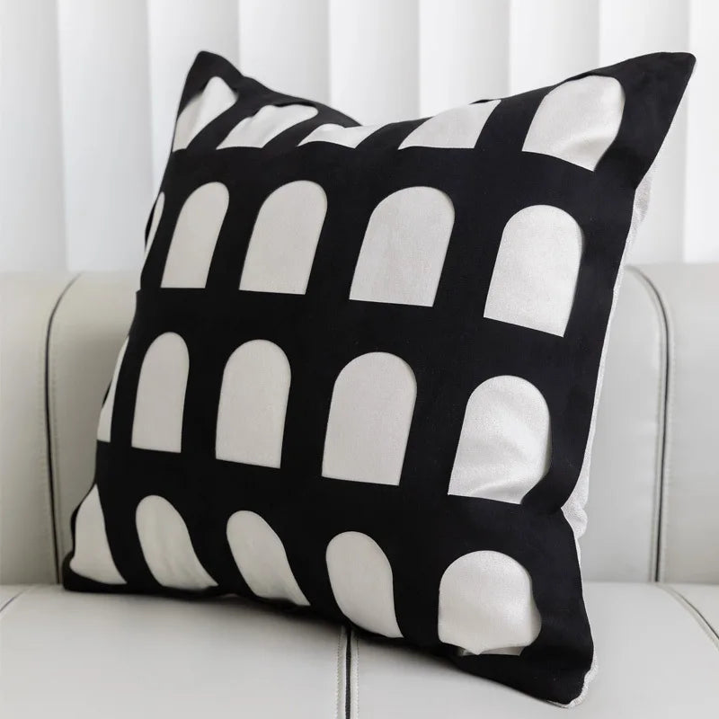 Afralia™ Luxe Suede Arch Pillow Cover: Geometric Patchwork Case for Living Room & Bedroom