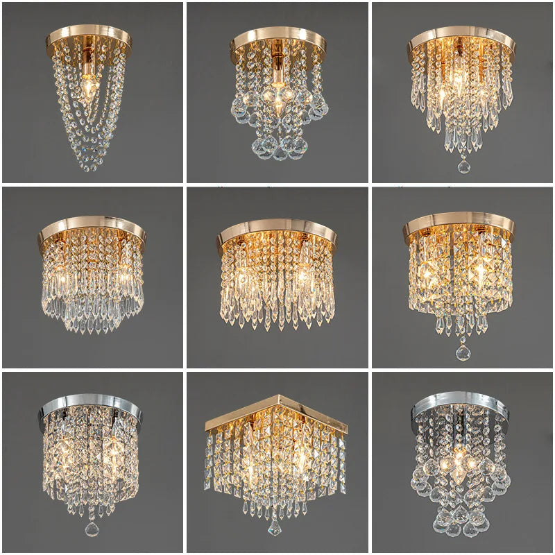 Afralia™ Crystal Square Ceiling Lamp For Home Lighting Decor