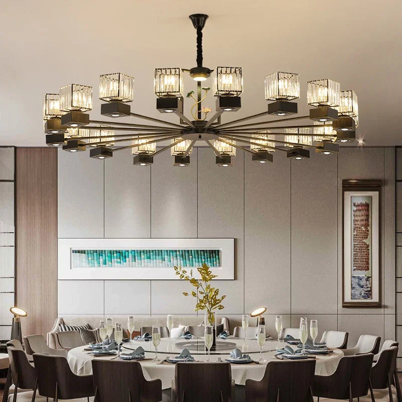 Afralia™ Crystal Dining Room Chandelier with Spotlights for Hotel Club Ballroom