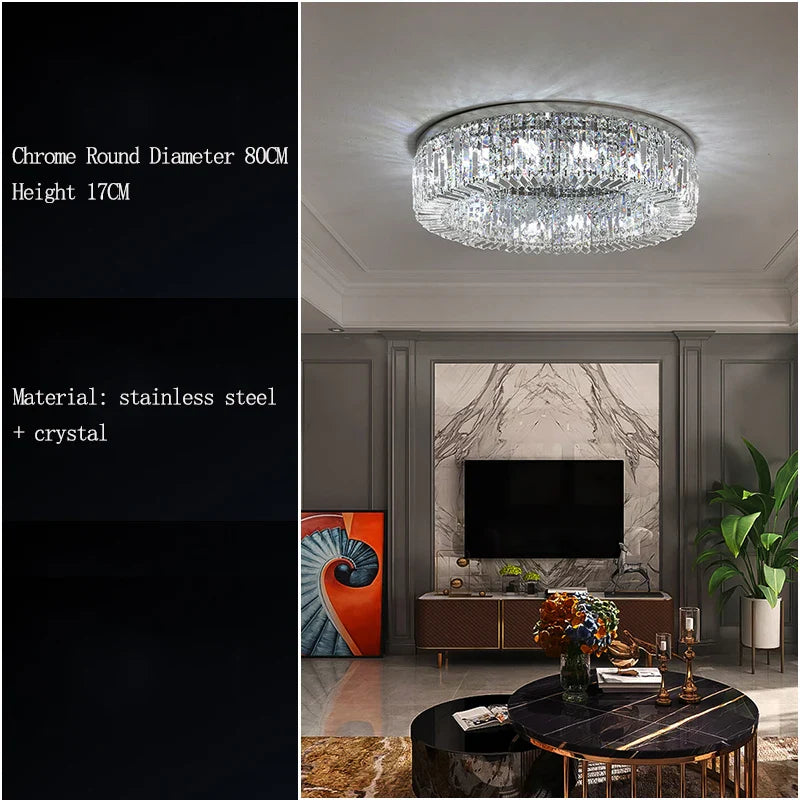 Afralia™ Crystal LED Ceiling Lamp for Chic Living, Bedroom, and Dining Room