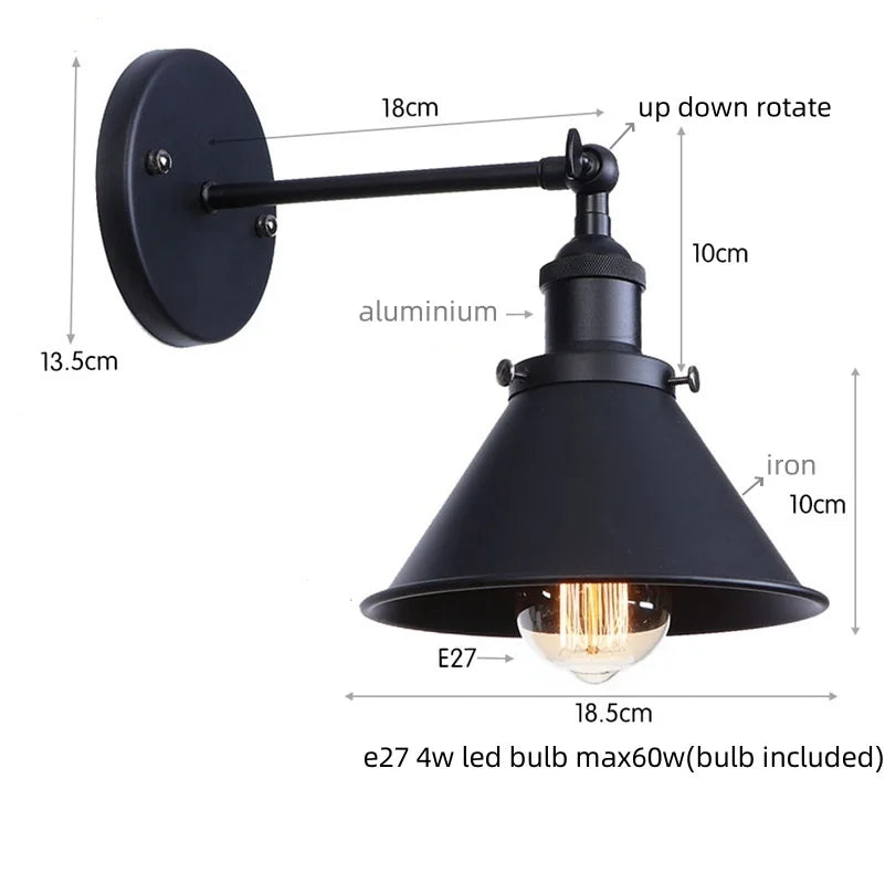 Afralia™ Pink Retro LED Wall Light Fixture Vintage Industrial Iron Ambience Luminaire