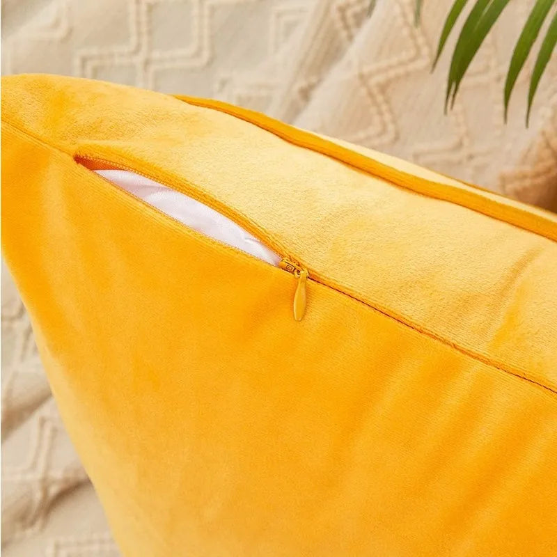 Afralia™ Velvet Striped Throw Pillow Covers Set, Yellow Lumbar Rectangle Cushion Covers