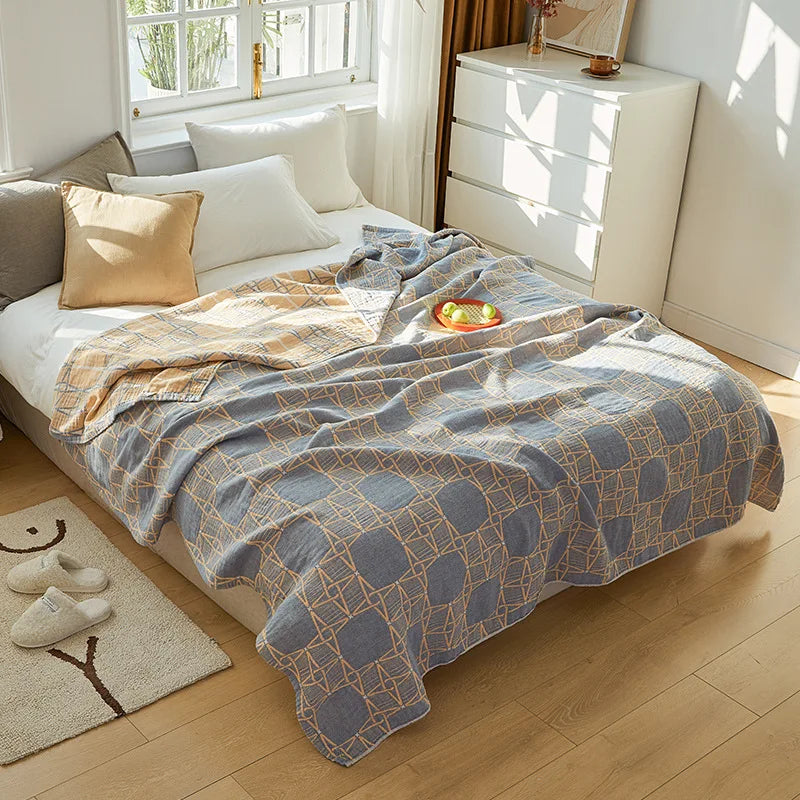 Afralia™ Nordic Cotton Gauze Throw Blanket for Sofa Bed, Boho Style Comforter Plaid