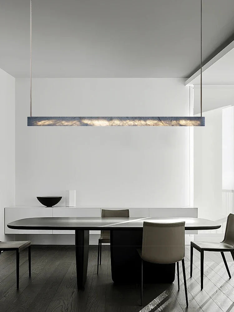 Afralia™ Marble Leather Ceiling Chandelier: Long Minimalist LED Lighting for Home, Office, Dining & Bar