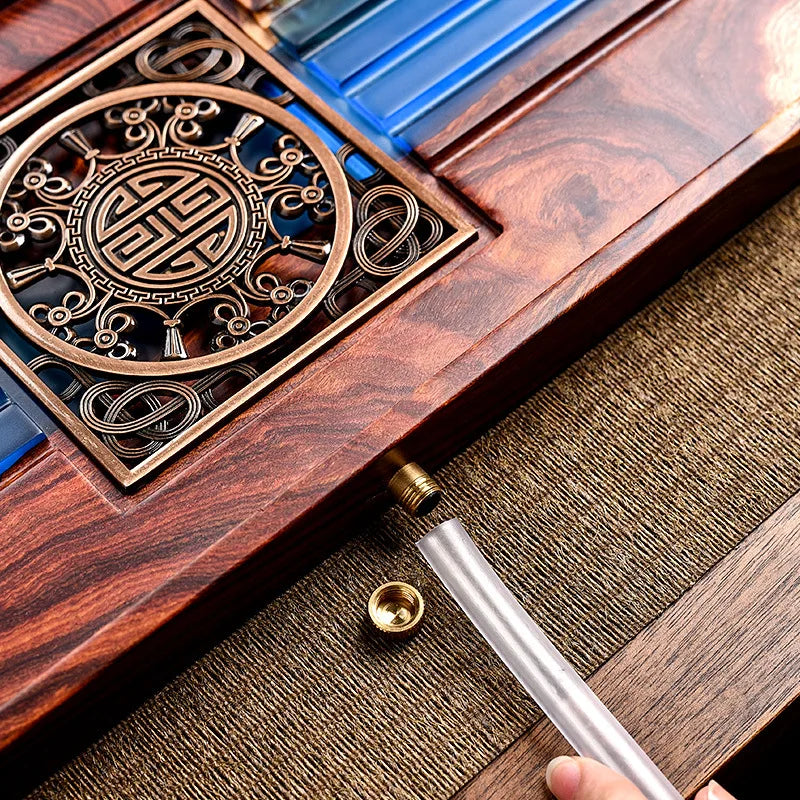 Afralia™ Handmade Wood Resin Tea Tray | Bubble Tea Table Home Kung Fu Set