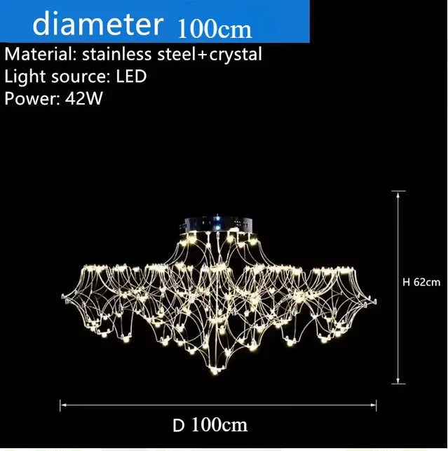 Afralia™ Starry Crystal Chandelier Ceiling Light Luxury Modern Living Room Bedroom Restaurant
