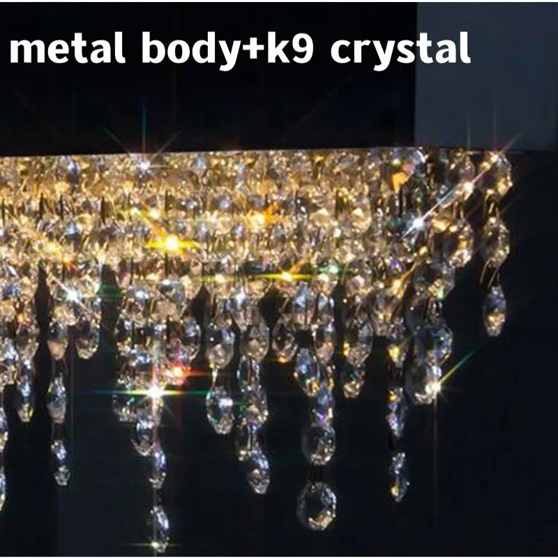Afralia™ Luxury Crystal Chandelier Stainless Steel Modern Design Living Room Kitchen Lighting