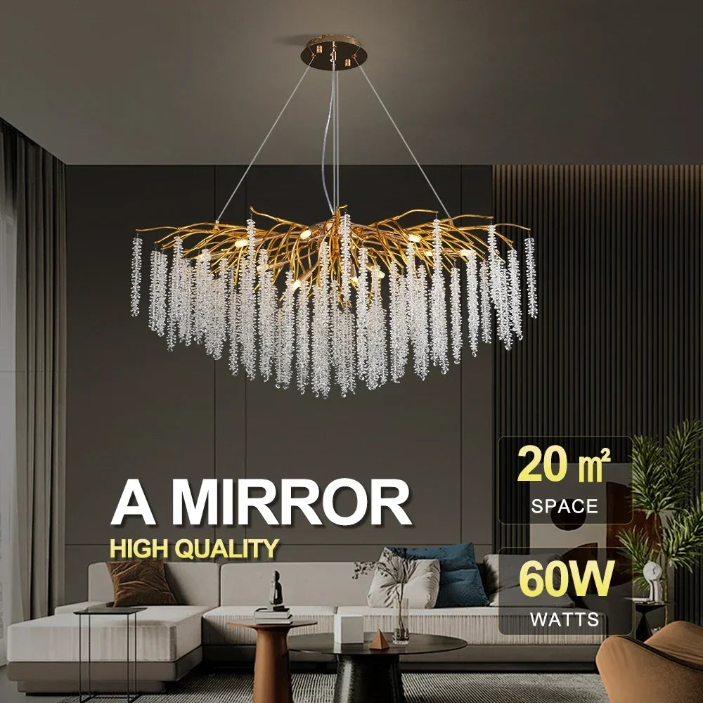 Afralia™ Crystal Ceiling Chandelier for Bedroom and Living Room