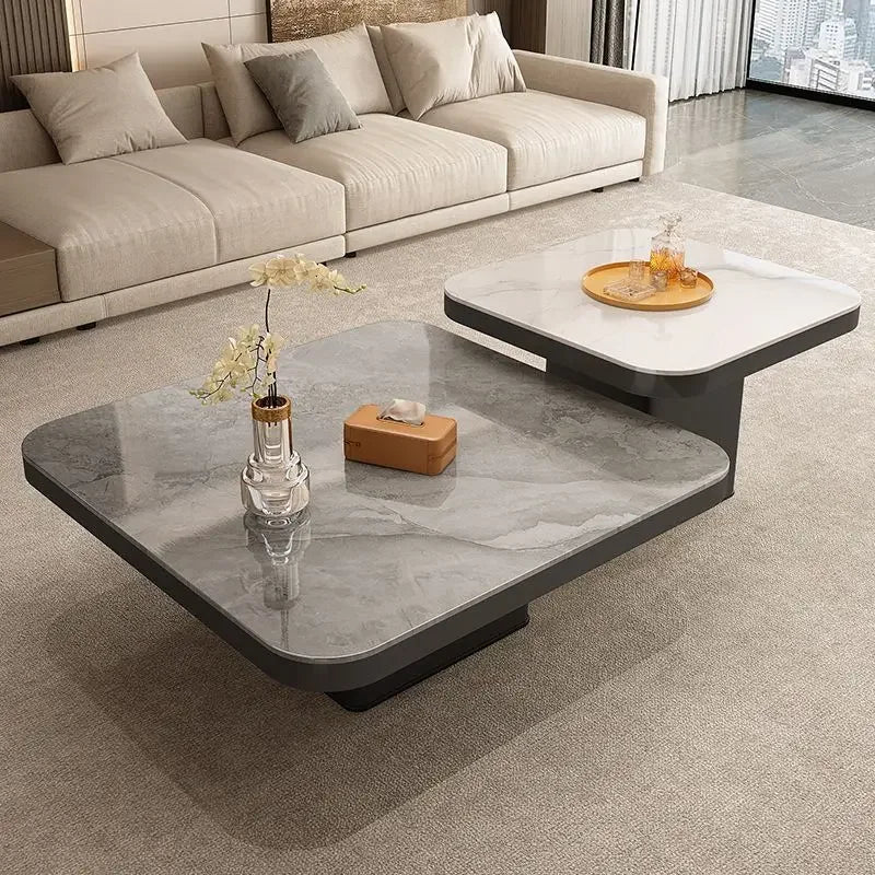Afralia™ Living Room Coffee Table Set Rock Square Modern Minimalist Black Combination.
