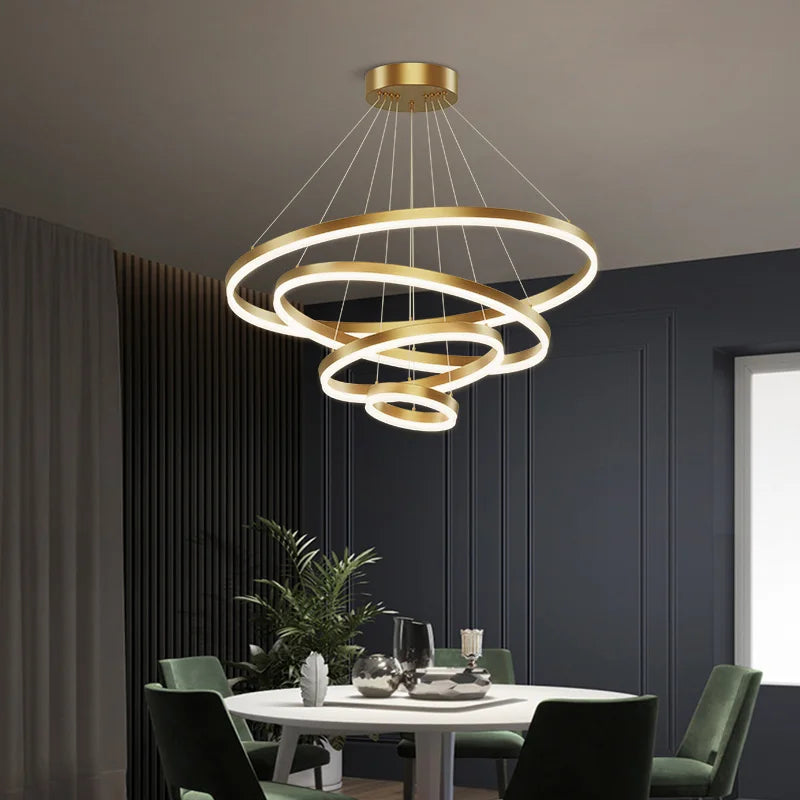 Afralia™ Nordic Circular Chandelier Hanging Pendant Light for Living Room and Dining Room