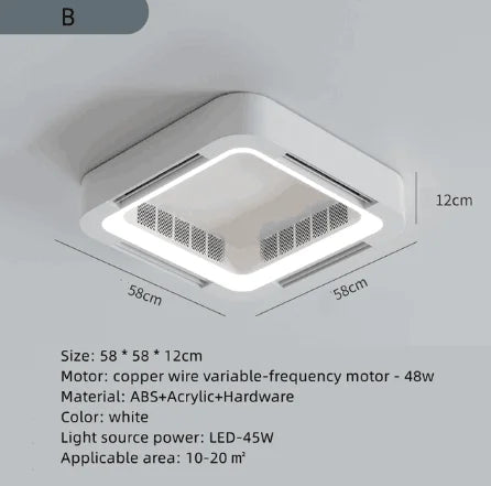 Afralia™ Bladeless Ceiling Fan Light Remote Control LED Circulator for Bedroom Living Room