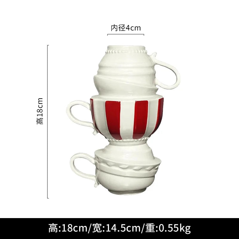 Afralia™ Cartoon Folding Cup Vase Ceramic Flowerpot with Handle - Home Decor & Handicrafts