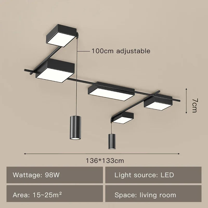 Afralia™ Modern LED Chandeliers Black Indoor Lighting for Living Dining Study Bedroom Hall Kitchen
