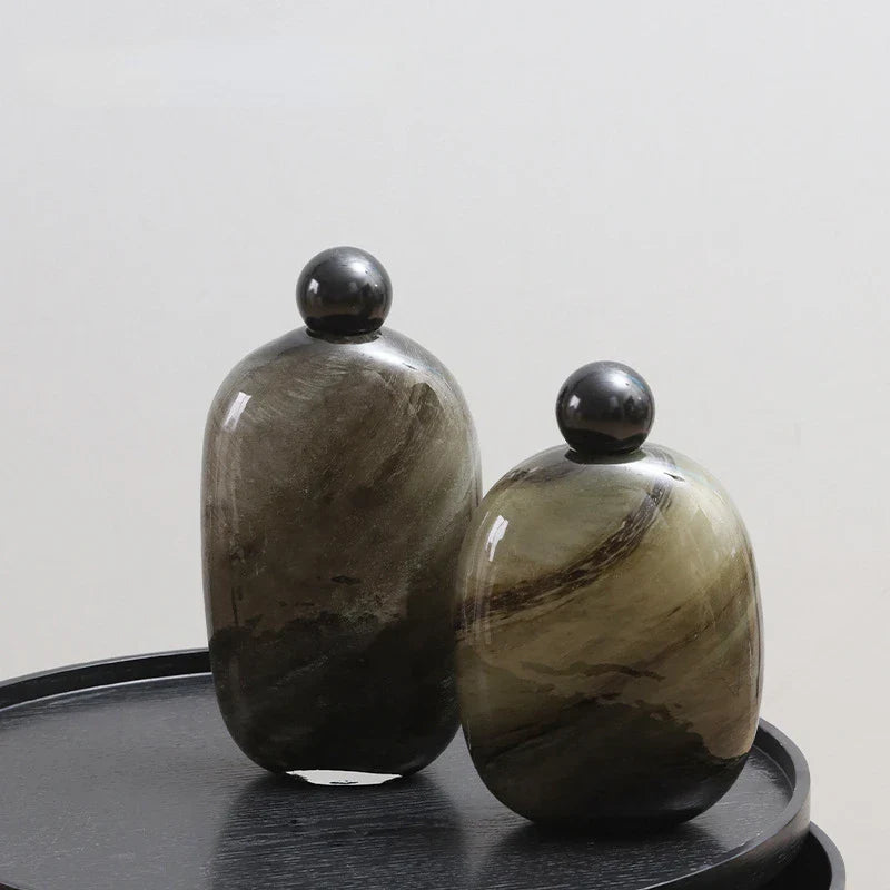 Afralia™ Marbled Glass Vase - Geometric Terrarium Floral Arrangement Decor