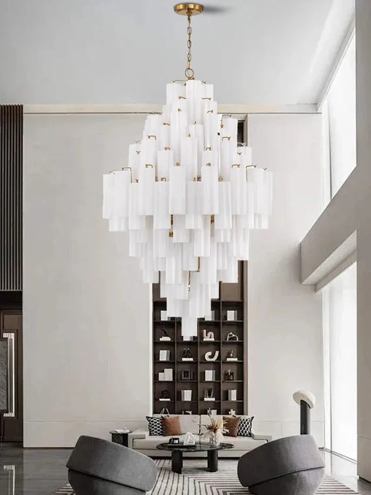 Afralia™ Classic Gray Glass Large Pendant Light - Vintage Lobby Hanglamp Lamparas
