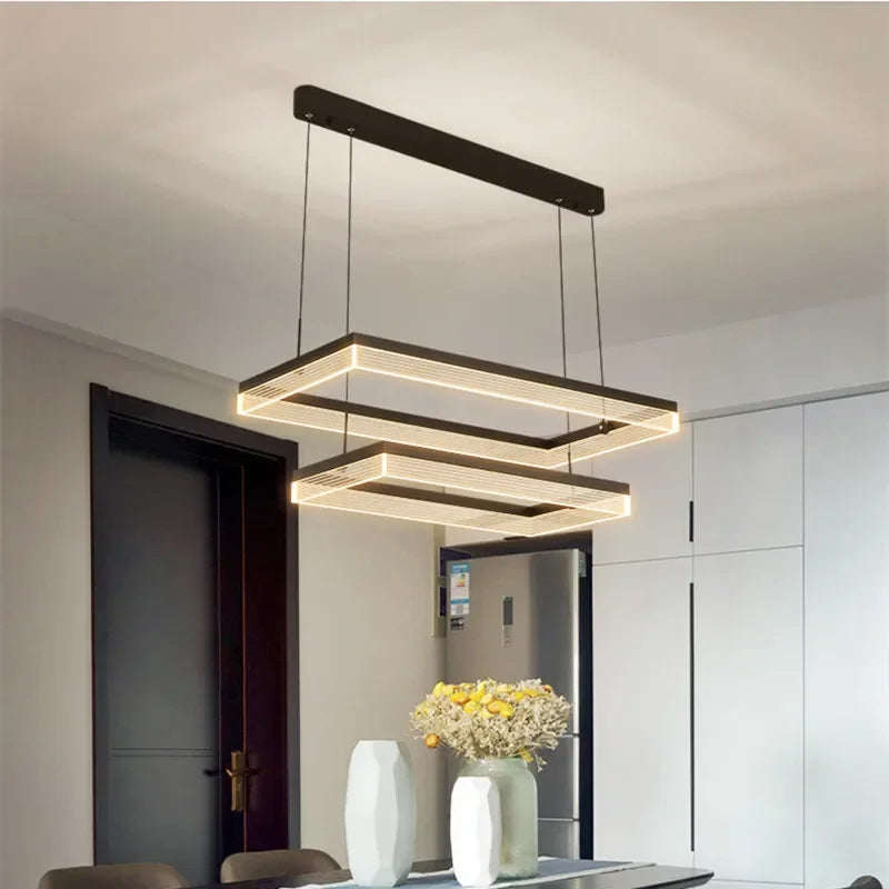 Afralia™ Minimalist Rectangle Acrylic LED Pendant Light - Nordic Design, Dimmable, Modern Hanging Lamp