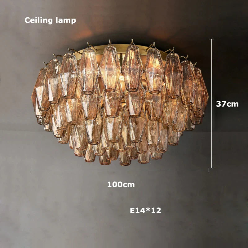Afralia™ Art Deco Glass Shade Brass LED Chandelier - Luxury Black Dining Room Ceiling Light
